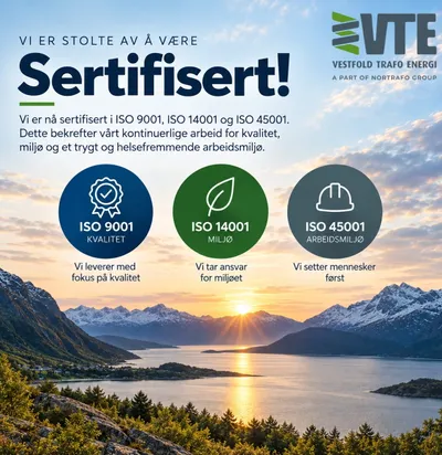 Vestfold Trafo Energi er nå ISO-sertifisert
