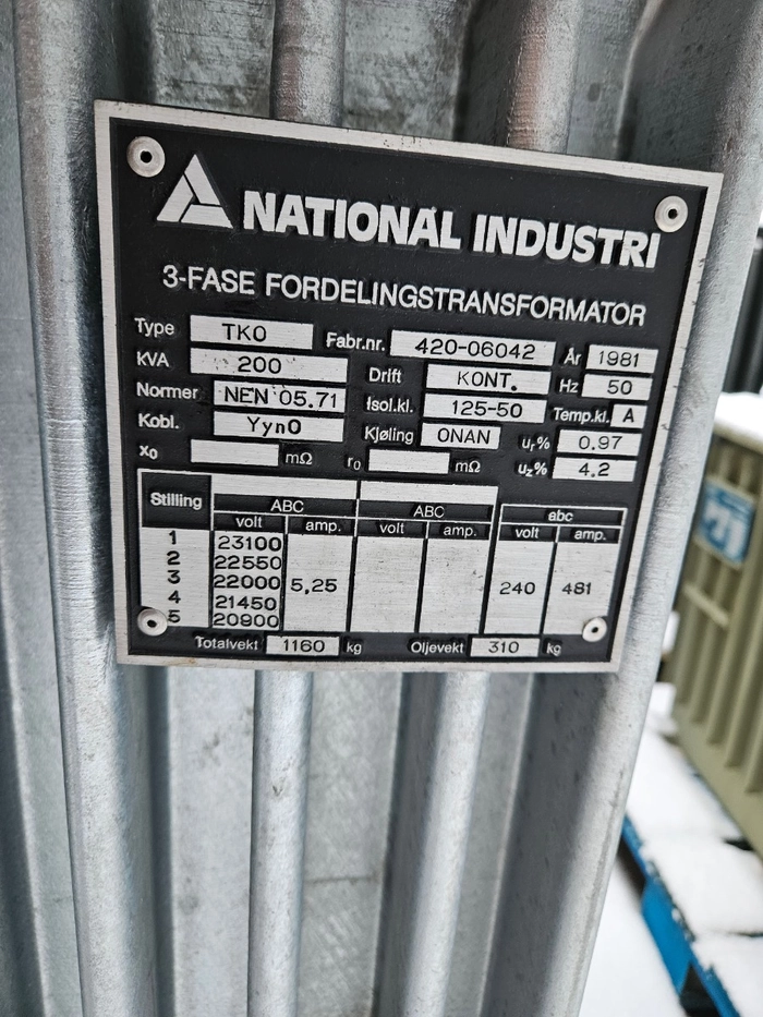 200kVA - 22 / 0,24kV